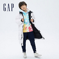 Gap 盖璞 男女童白色加厚长款连帽羽绒服707322 新款童装保暖外套潮