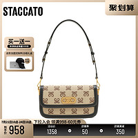 STACCATO 思加图 2022秋季新款复古老花小方包时尚单肩包手提包女包X2786CX2