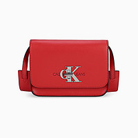 Calvin Klein CK女包时尚金属LOGO扣翻盖可调节宽肩带单肩斜挎包DH2394Q4100