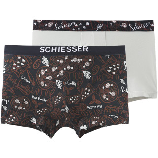 SCHIESSER 舒雅 蓝牌系列 男士平角内裤套装 E9-18453T 2条装(黑色+灰色) XL