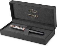 PARKER 派克 Sonnet 钢笔 | 高级金属和灰色缎面表面带玫瑰金装饰 | 精细 18k 金笔尖带黑色墨盒 | 礼品盒