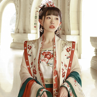 十三余 改良 宋制汉服 花萼暗香 女士吊带 SHF112061 白色 XS