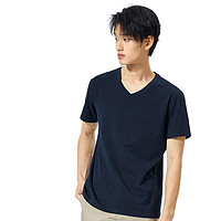 Semir 森马 男士V领短袖T恤 19-009001204 深蓝 XS