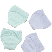 mianyu 棉域 婴儿布尿裤 网眼款 4条装 蓝色+绿色 15个月以下