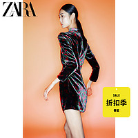 ZARA女装 时尚复古印花天鹅绒迷你连衣裙 2127632 330 多色 xs