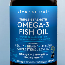 Viva Naturals Omega-3深海鱼油软胶囊 180粒