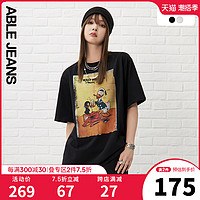 ABLE JEANS 欧帛牛仔 2022夏季新款唐老鸭图案男女同款宽松短袖T恤夏781296