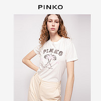 PINKO 品高 椰树飞鸟标2022春夏新品女士纯棉短袖T恤旗舰店正品