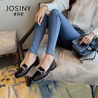 Josiny 卓诗尼 皮鞋女学生韩版平底2022新款百搭气质单鞋软底一脚蹬豆豆鞋
