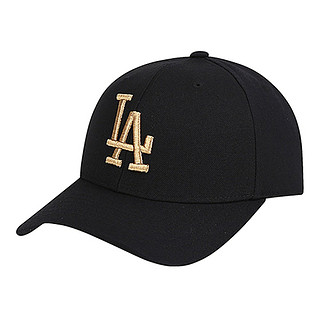 MLB 美国职棒大联盟 中性运动棒球帽 黑色 LA金色大标硬顶