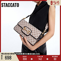 STACCATO 思加图 2022夏季新款复古老花包翻盖小方包单肩包斜跨包X2723BX2