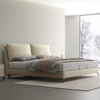 Sleemon 喜临门 飞鸟集 头层牛皮床 象牙白 150*200cm