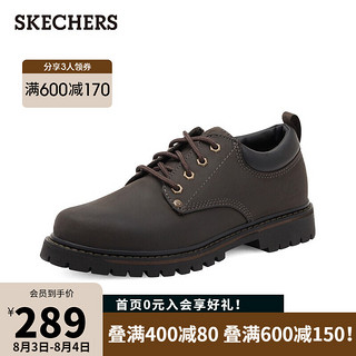 SKECHERS 斯凯奇经典舒适工装鞋低帮男鞋 绑带保暖男鞋休闲鞋6618 炭灰色（牛头层皮革） 41