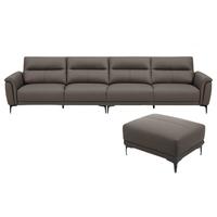  顾家家居 KUKA DK.1105 头层牛皮沙发 四人位+脚踏 岩石灰