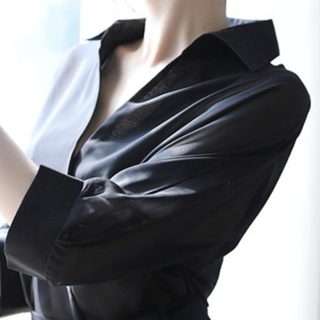 媚の火 女士睡裙腰带T裤套装 SQ7060 3件套 黑色
