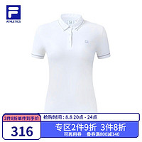 FILA 斐乐 ATHLETICS斐乐女子短袖POLO衫2022夏轻凉透气运动短袖T恤休闲上衣 玉石白-WT 170/88A/L