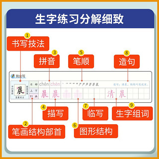 田英章人教版小学生写字课一年级上册 语文同步练字帖赠听写默写本（共2册） 铅笔字帖楷书2022秋1年级 练字本拼音本生字抄写本