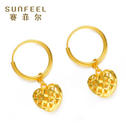 SUNFEEL 赛菲尔 女士足金爱心耳饰 约3.95g EDA00048