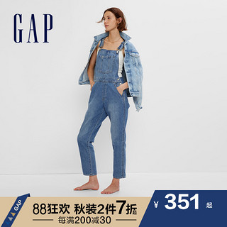 Gap 盖璞 女装秋季2022新款减龄工装直筒牛仔背带裤841761复古休闲长裤