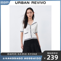 UR2022秋季新品女装学院风撞色海军领薄针织外套WU31S9DN2000