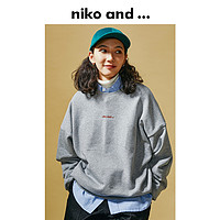 niko and...卫衣男女2022春季新款双面两穿圆领套头上衣260137 M 蓝色80