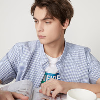 时尚休闲短衬2022夏季新品扣领尖领简约舒适色织短袖衬衫男