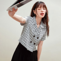 CACHE CACHE 22年夏季新款学院风复古百搭女款上衣