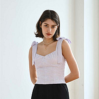 Lucille浅紫格纹泡泡纱吊带上衣 | Lucille Top - Gingham