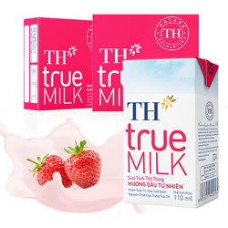 TH（食品） TH越南原装进口草莓味牛奶生牛乳早餐奶儿童学生便携款110ml*4盒