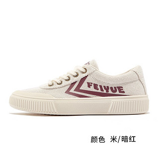 Feiyue/飞跃官方旗舰 帆布鞋女春季新款百搭休闲鞋女灯芯绒板鞋579 8502米暗红 36