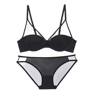 cosmo lady 都市丽人 女士文胸内裤套装 2b9200 黑色 75a/34 m