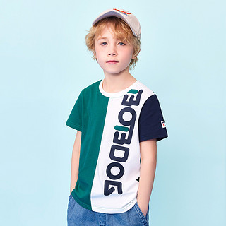 BoBDoG 巴布豆 男童双色短袖T恤 松叶绿 110cm