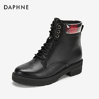 DAPHNE 达芙妮 冬季新款女靴透明格纹鞋领马丁靴1018607053