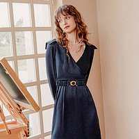 PETITE STUDIO NYC Raegan藏青立体褶皱连衣裙 | Raegan Dress - Navy