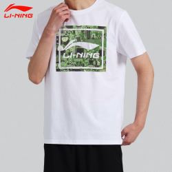 lining李宁短袖t恤男大logo运动短袖男运动t恤圆领半袖套头衫ahss517