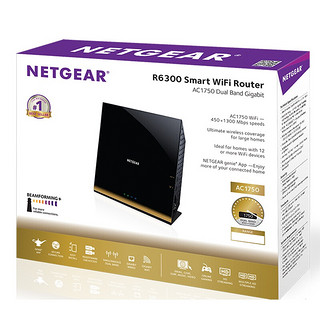 NETGEAR 美国网件 R6300v2 双频1750M 家用千兆无线路由器 WiFi 5 单个装 黑色