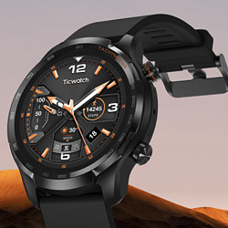TicWatch GTW 2022款 eSIM智能手表 47mm 黑色精钢表壳 黑色硅胶表带（北斗、GPS、血氧）