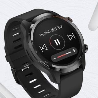 TicWatch GTW 2022款 eSIM智能手表 47mm 黑色精钢表壳 黑色硅胶表带（北斗、GPS、血氧）