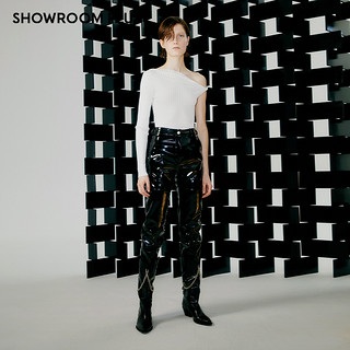 SHOWROOMPLUS2022秋季新款斜肩不对称修身针织衫上衣露肩性感T恤