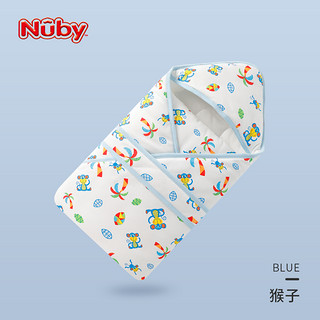 Nuby 努比 BQ410060 婴儿针织夹棉抱被 加厚款 蓝色猴子 90*90cm