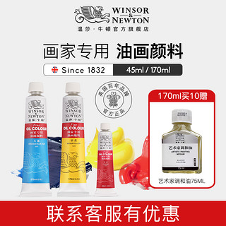 WINSOR＆NEWTON 温莎·牛顿 温莎牛顿油画颜料画家专用初学者儿童绘画单支管状油彩颜料套装12色24色36色白色金色钛白170ml/45ml