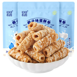 其妙 鸡蛋卷 椰子味蛋酥卷早餐饼干卷心酥椰子卷80g袋小吃食品休闲零食 椰子味蛋酥卷80g*1袋