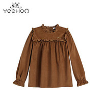 抖音超值购：YeeHoO 英氏 女童绒衫秋季新款儿童时尚花边长袖T恤Q2026