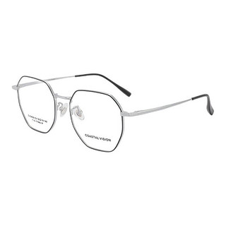 Coastal Vision 镜宴&essilor 依视路 CVO4009 银色半钛眼镜框+钻晶A4系列 1.67折射率 非球面镜片