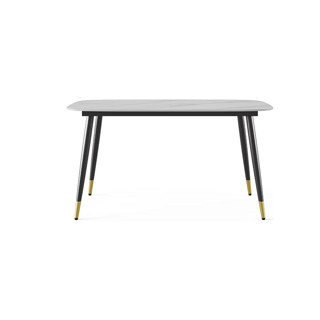 京东京造 岩板餐桌椅组合 一桌四椅 理石白 1.4m