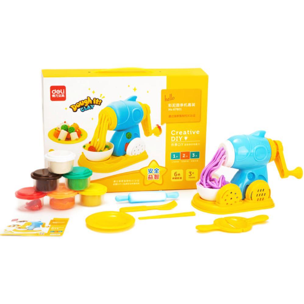 deli 得力 67801 彩泥面条机套装（面条机+彩泥*6+面条模具*4+饺子模具+碗+擀面杖+筷子+刀子+叉子+碟）
