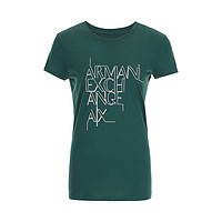 Armani Exchange 女士柔软舒适纯棉透气显瘦圆领字母短袖T恤