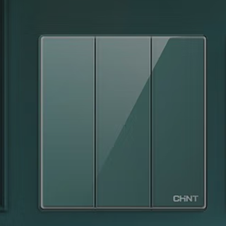 CHNT 正泰 2HD 三开双控开关面板 暗夜绿