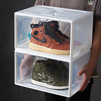 SHUAI LI 帅力 透明鞋盒 可叠加塑料收纳盒 侧开式防尘鞋架 整理柜储物箱组合 2只装大号38
