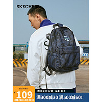 SKECHERS 斯凯奇 男女同款实用大容量双肩背包运动休闲包 L419U033 深蓝黑0029